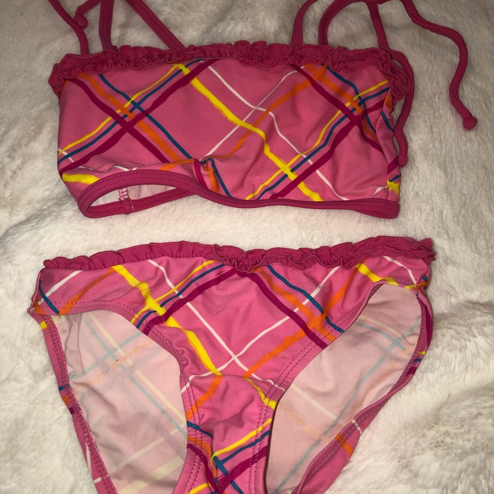 Stripped pink swimsuit